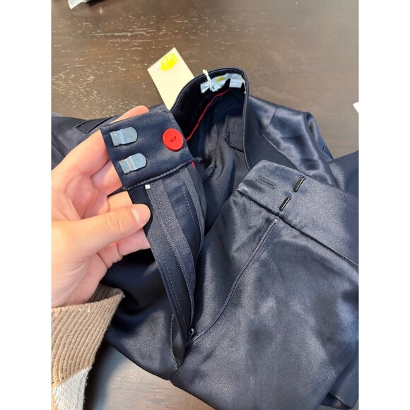 NEW Boden Wide-Leg Satin High-Rise Navy Blue Pockets Trousers Pants Women's 10 - Picture 8 of 15